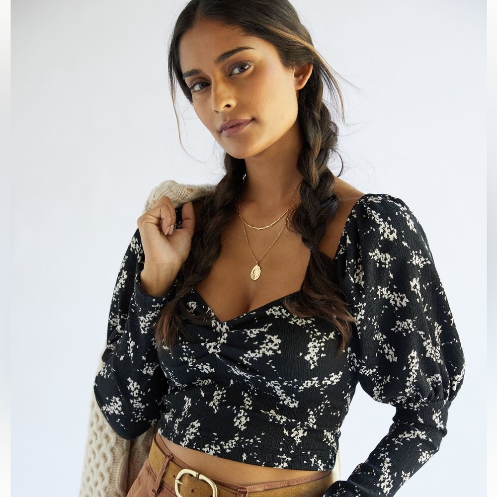 NWT Anthropologie Floral Sweatheart Top Plus Size 1X